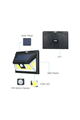 Suofeng Güneş Enerjili Cob Led Hareket Sensörlü Aydınlatma - Ip65 Su Geçirmez Dış Mekan Duvar Lambası Gümüş