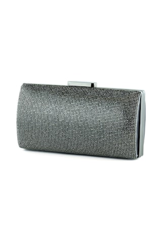 Erkan Saçmacı Antrasit Saten Kristal Taşlı Metal Saplı Abiye El Çantası Antrasit