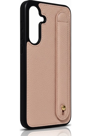 Samsung Uyumlu Galaxy A16 Tutmaçlı Toz Pembe Yumuşak Deri Kılıf