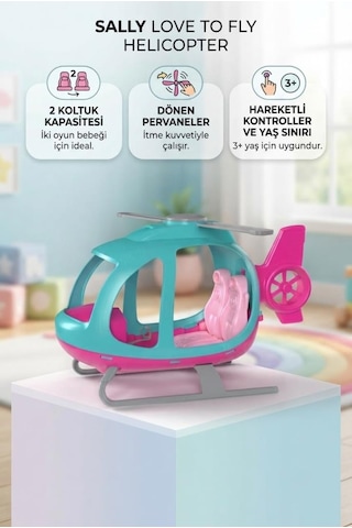 Sally Love To Fly 45 Cm 2 Kişilik Oyuncak Helikopter Hareketli Pervane Ve Direksiyon Mekanizmalı