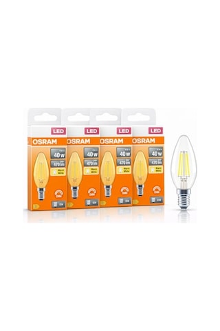 Led Mum Ampul 4w E14 2700k Dimmer Uyumlu 4'lü Paket 470 Lümen Sarı Işık Şeffaf Filament Ampul 40w Eşdeğer Diğer