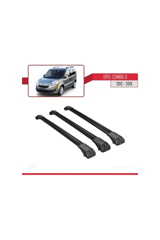 Opel Combo D 2012-2018 Arası İle Uyumlu Ace-1 Ara Atkı Tavan Barı Siyah 3 Adet Bar
