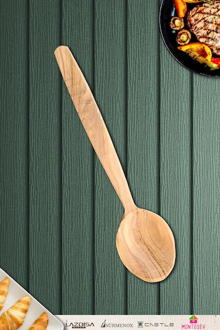 Zeytin Ağacı Ahşap Tahta Kaşık Mutfak Servis Kaşık 1 Parça Zeytin Ağacı Ağaç Kaşık Ynzyt-501 Kahverengi