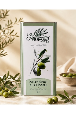Aurazeytin Natürel Sızma Zeytinyağı 5 L Extra V. Olive Oil Teneke Ambalaj