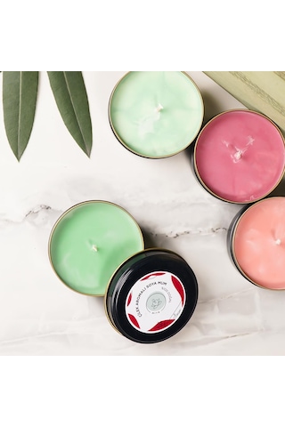 Mitr Çilek Aromalı Metal Soya Mum Çok Renkli