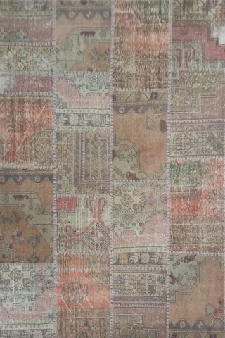 Çam Halı Pw13296 Gül Kurusu El Dokuma Patchwork Yün Halı - 170x240
