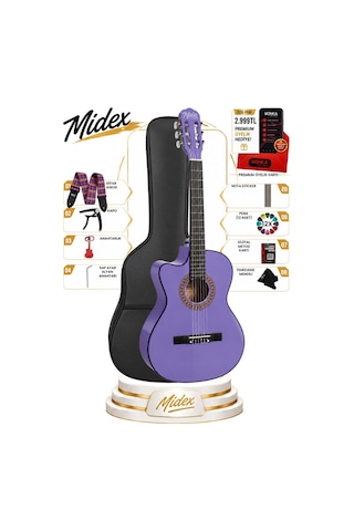 Cg-396pu Solak Klasik Gitar Lila Renk Full Set Sap Ayarlı 4/4