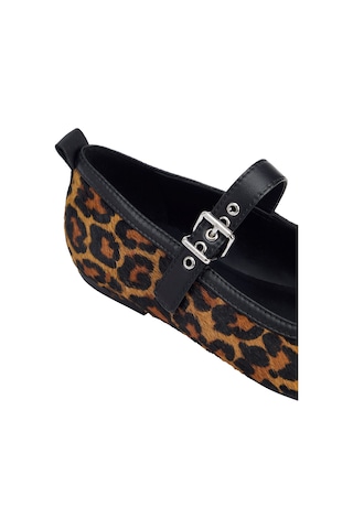 Tommy Hilfiger Tjw Maryjane Leopard Ballerına Kadın Kahverengi Ayakkabı - En0en02885 Kahverengi