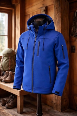 Vatan Tekstil Erkek Slim Fit Softshell Kapüşonlu Erkek Mont Su İtici Rüzgar Geçirmez Mavi
