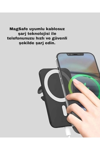 15w Kablosuz Şarj Destekli Magsafe Araç Tutucu Havalandırma Klipsli Çok Renkli