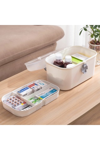 Yuntech01 Büyük Boy Ev İçi Tıbbi Sandık - Çeşitli İlaçları Sınıflandırarak Saklama, Taşınabilir Sağlık Kutusu Mavi