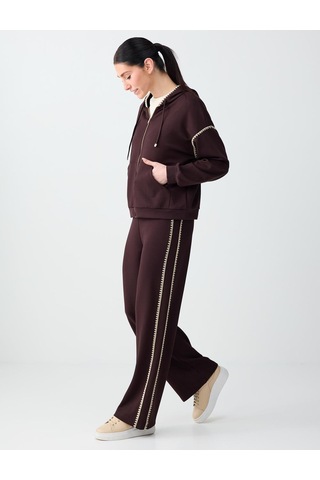 Jimmy Key Jimmy Key Acı Kahve Normal Bel Normal Paça Çizgili Örme Jogger Pantolon 6sw115650803 Acı Kahverengi
