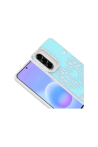Maks Technology Samsung Galaxy Uyumlu A57 Kılıf Damla Taşlı Mkst Rivas Sert Pc Kapak - Mavi