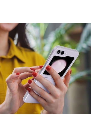 Samsung Galaxy Uyumlu Z Flip5 Sert Kristal Kapak Kılıf - Şeffaf Al3155
