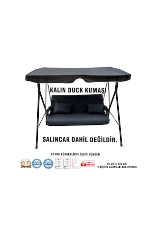 Lüks Duck Vip Salıncak Minder Seti 10 Cm Süngerli Tenteli Salıncak Minder Seti-siyah Siyah