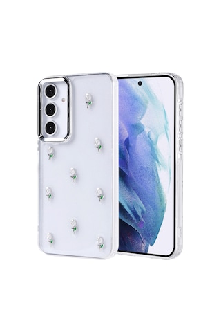 Galaxy A55 Uyumlu Kılıf Airbag Tasarımlı Simli Şeffaf Zore Kutup Kapak - Lale -