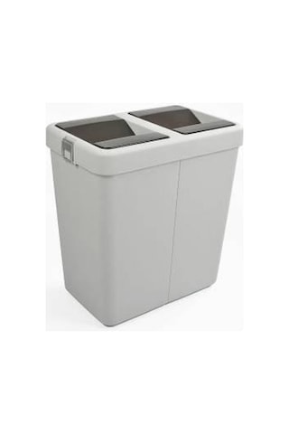 Motek Hassas Kapaklı Çift Gözlü Geri Dönüşüm Çöp Kovası Siyah 80 L Siyah