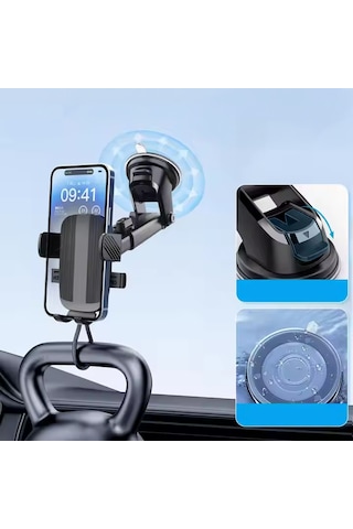 Araç İçi Telefon Tutucu Vantuzlu Teleskopik Kollu Dashboard Ve Cam Uyumlu Ayarlanabilir Telefon Standı