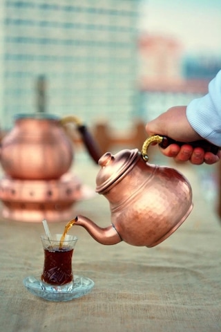 Bakır Çaydanlık Çekiç Dövmeli Kalın Mat Bakır Renk