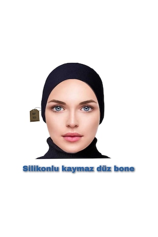 Silikonlu Düz Bone Kaymayan Tesettür Hijab İç Bone Dikişsiz Siyah Çok Renkli