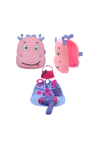 Oyuncak Makyaj Seti Çekçekli Valizli Çantalı Makyaj Seti 8 Parça