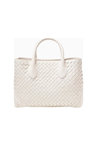 Aspinal Of London Midi London Beyaz Woven Deri Tote Çanta, Şık Ve Fonksiyonel Tasarım Omuz Çantası
