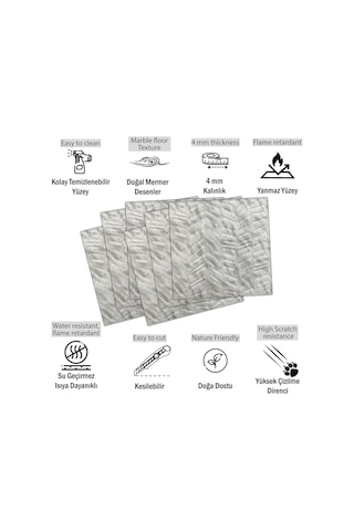 3 Boyutlu Duvar Paneli Kabartmalı Kılçık Desen Pvc 41x41 Cm/ 6 Adet /1 M² Mermer