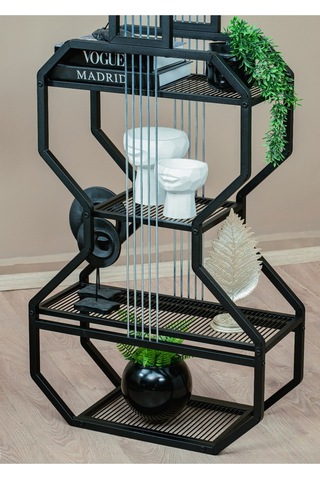 Metal Raflı Modern Gitar Kitaplık Salon Düzenleyici Çalışma Odası Dekoratif Mutfak Raf Ünite Siyah