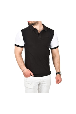 Deepsea Erkek Siyah Dar Kesim Pamuklu Polo Yaka Tişört Slim Fit Nefes Alan Kıvrılmaz Polo Yaka Tişört 2503022 Siyah