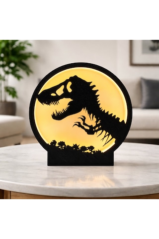 Fibrika Store Prehistorik Siluet Aydınlatma - Modern Dekoratif Gece Lambası Siyah
