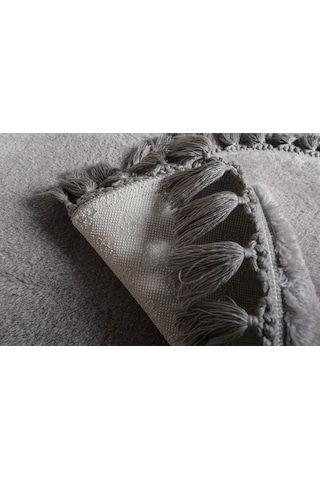 My Evilla Modern Dekoratif Kaymaz Taban Rabbit Oval Örgü Saçaklı 001