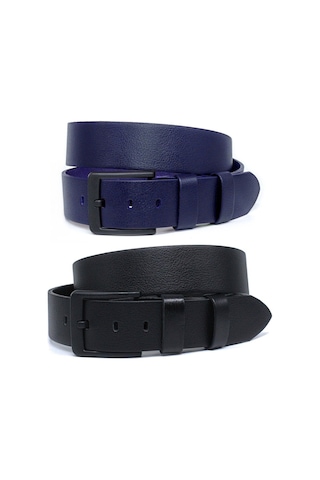 Manda Derisi Erkek Kot Kemeri 4,5 Cm Siyah - Lacivert
