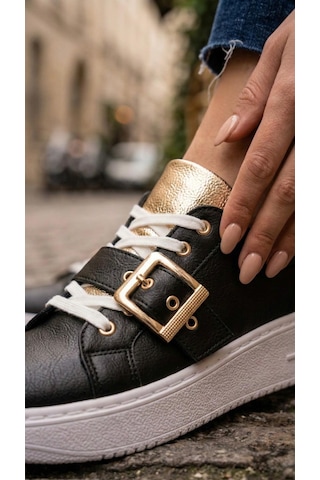 Marina Rosse Lusi Kemer Gold Detaylı Günlük Ortopedik Sneaker Siyah