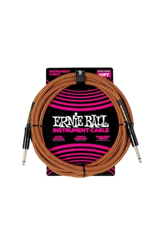 Ernie Ball Enstrüman Kablosu Esnek Düz Açılı 10ft - Turuncu