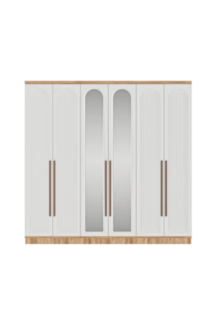 Rosa 6 Kapaklı Aynalı Komple Mdf Gardırop - Elbise Dolabı