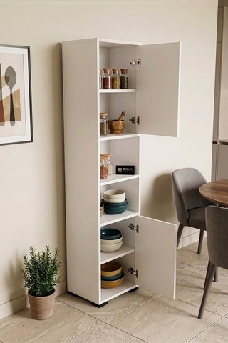 Northcity Çok Amaçlı Erzak Dolabı Beyaz 35 Cm Ahşap - Beyaz