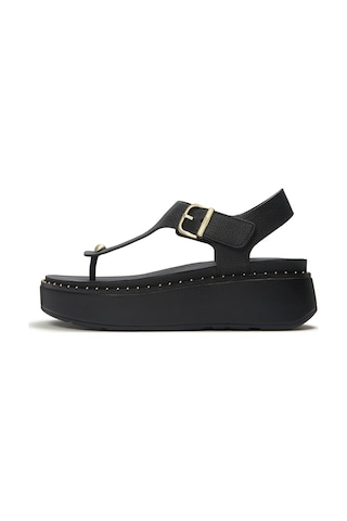 090 All Black Sandalet Kadın A3f-090 Fitflop Gen-ff Max Bucle Tumbled-leather Toe-post Sandals siyah