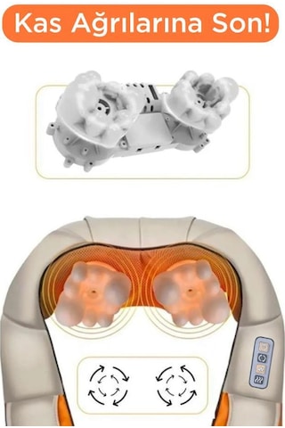 Torima Qy-666 Cream Ovmalı Isıtmalı Boyun Sırt Bel Omuz Bacak Masaj Yastığı Masaj Aleti Krem