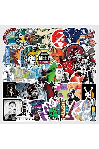 Cajuart 50 Adet Tekrarsız Karışık Retro Pvc Sticker 011