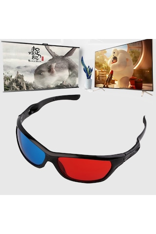 2 Adet Evrensel 3d Plastik Gözlük Siyah Çerçeve 3d Visoin Cam Boyutlu Anaglyph Film Oyunu Dvd Video