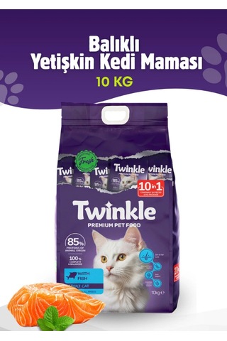 Twinkle Yetişkin Kediler İçin Balıklı Tam Ve Dengeli Kedi Maması 10 Kg