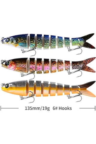 3 Adet 8 Eklemli 3d Oynak Rapala Sahte Balık Yem Seti Tatlı Ve Tuzlu Su Uyumlu Wobblers Swimbait