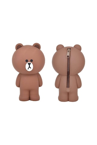 Sevimli 3 Boyutlu Ayı Şeklinde Silikondan Yapılmış Kalemlik Ve Okul Malzemeleri Saklama Kutusu - Pratik Ve Şık Tasarım Kahverengi