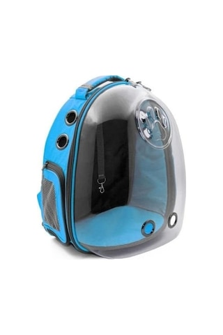 Cattie Şeffaf Kedi Küçük Irk Köpek Taşıma Sırt Çantası Mavi 25 x 30 x 40 CM