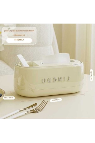 Besthome1 Beyaz Tavşan Desenli Masaüstü Bez Kutusu - Oturma Odası & Banyo Dekorasyonu - 25x13x10cm