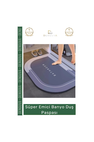 Banyopaspası Dayanıklı Nappa Deri Kaymaz Kauçuk Tabanlı Hızlı Kuruyan Gri Mavi Emici Banyo Duş Pasp Çok Renkli