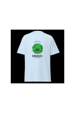 Wildstyle Gravel Begins Dağ Bisikleti Doğa Yol Macera Baskılı Unisex Bisiklet Yaka Pamuklu Tişört Bebek Mavisi