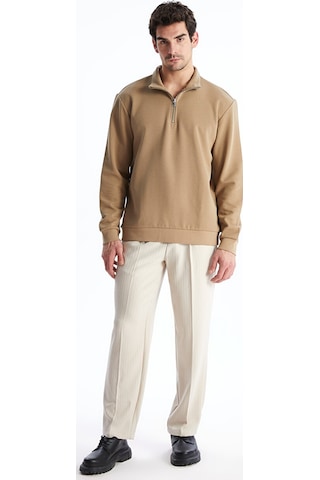 Lcw Vision Bej Dik Yaka Erkek Sweatshirt