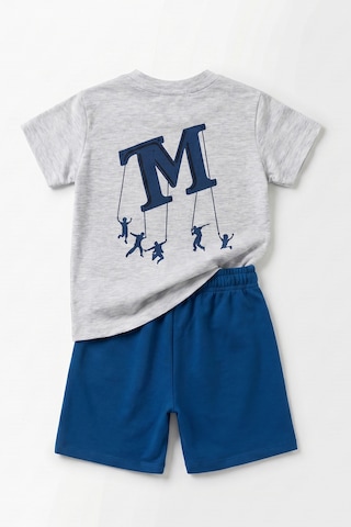 Joy Kids Erkek Çocuk Sırt Baskılı Basic Takım 4-13yaş Gri