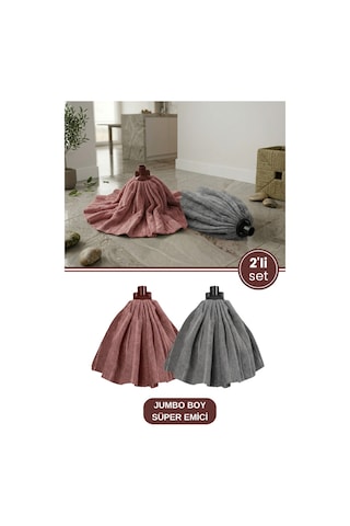 2 Adet Süper Emici Jumbo Boy Mikrofiber Havlu Mop, Tüm Yüzeylerle Uyumlu Yedek Mop Başlığı 2 Li Set Çok Renkli